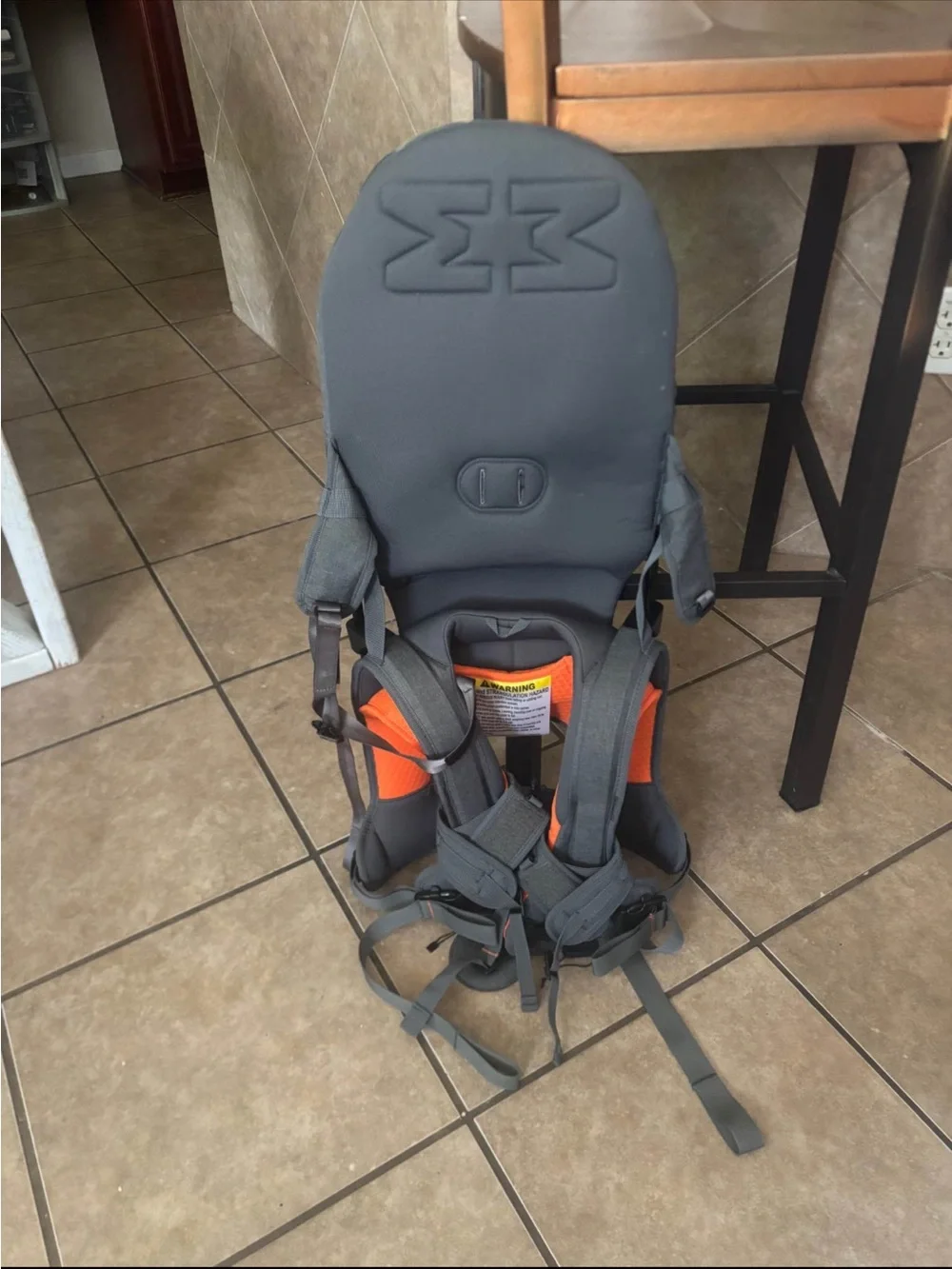 Kids Hiking Carrier Safety Harness - Gray with Orange